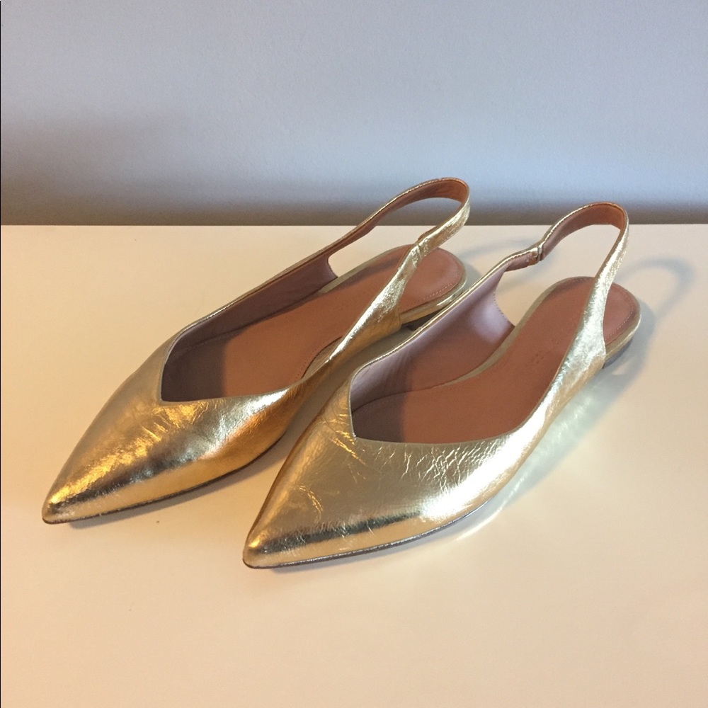 Sigerson Morrison gold sling back flats 39 9